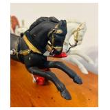 LR/FR - Vintage Cast Iron Horse-Drawn Fire Wagon Toy, 19 Inch