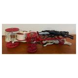 LR/FR - Vintage Cast Iron Horse-Drawn Fire Wagon Toy, 19 Inch