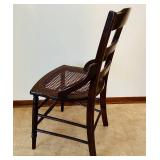 LR - Antique Wood Arm Chair with Woven Cane Seat