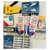 LL - Tool and Hardware Lot: Staple Guns, Knives, Brushes, Velcro, Doorstops, and More