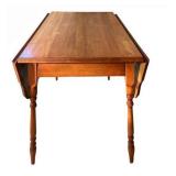 LL - Vintage Wooden Drop-Leaf Dining Table with Turned Legs