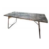 LL -6ft Long Folding Rectangular Table with Faux Marble Top