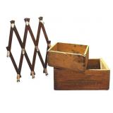 LL - Vintage Wooden Crates and Accordion Style Wall Rack Set