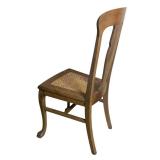 LL - Vintage Wooden Dining Chair with Cane Seat and Carved Backrest