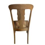 LL - Vintage Wooden Dining Chair with Cane Seat and Carved Backrest