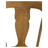 LL - Vintage Wooden Dining Chair with Cane Seat and Carved Backrest