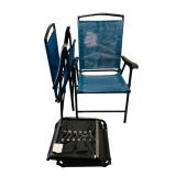 LL - Set of 2 Blue Folding Mesh Patio Chairs with Matching Carry Bags
