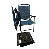 LL - Set of 2 Blue Folding Mesh Patio Chairs with Matching Carry Bags