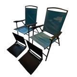 LL - Set of 2 Blue Folding Mesh Patio Chairs with Matching Carry Bags