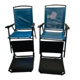 LL - Set of 2 Blue Folding Mesh Patio Chairs with Matching Carry Bags