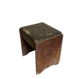 LL - Vintage Wood Coat Tree Stand and Small Upholstered Stool