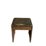 LL - Vintage Wood Coat Tree Stand and Small Upholstered Stool