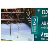 LL - Set of 2 Flocked Pre-Lit Winter Birch Trees Holiday Decor