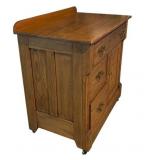 LL - Antique Wooden Washstand with Three Drawers and Cabinet