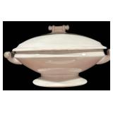 K - Collection of Vintage English Ironstone China Tureens, Gravy Boat, and 12x16 Inch Platter