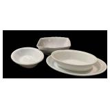 K - Collection of Vintage English Ironstone China Tureens, Gravy Boat, and 12x16 Inch Platter