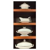 K - Collection of Vintage English Ironstone China Tureens, Gravy Boat, and 12x16 Inch Platter