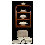 K - Collection of Vintage English Ironstone China Tureens, Gravy Boat, and 12x16 Inch Platter