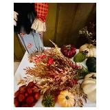 LR/FR - Harvest Decor Collection with Scarecrow, Wreath, Pumpkins, and Sign