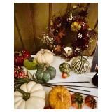 LR/FR - Harvest Decor Collection with Scarecrow, Wreath, Pumpkins, and Sign