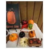LR/FR - Harvest Decor Collection with Scarecrow, Wreath, Pumpkins, and Sign
