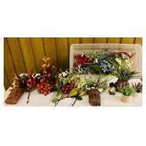 LR/FR - Collection of Artificial Flowers and Decorative Arrangements with Wicker Baskets