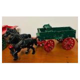FR - Collection of Vintage Cast Iron Horse Drawn Wagons and Carriages