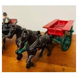 FR - Collection of Vintage Cast Iron Horse Drawn Wagons and Carriages
