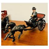 FR - Collection of Vintage Cast Iron Horse Drawn Wagons and Carriages