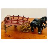 FR - Collection of Vintage Cast Iron Horse Drawn Wagons and Carriages