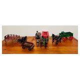 FR - Collection of Vintage Cast Iron Horse Drawn Wagons and Carriages