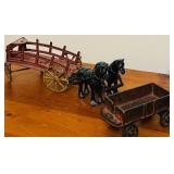 FR - Collection of Vintage Cast Iron Horse Drawn Wagons and Carriages