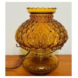 DR - Vintage Amber Glass Table Lamp with Textured Pattern