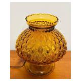 DR - Vintage Amber Glass Table Lamp with Textured Pattern