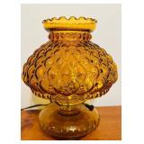DR - Vintage Amber Glass Table Lamp with Textured Pattern
