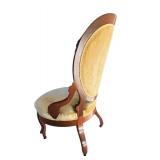 U - Pair of Antique Victorian Walnut Framed Parlor Upholstered Armchairs