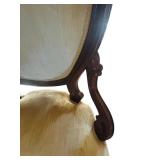 U - Pair of Antique Victorian Walnut Framed Parlor Upholstered Armchairs