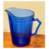 LR - Cobalt Blue Glass Pitcher, Bowl, and 7 Stir Sticks Set