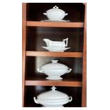 K - Collection of Vintage English Ironstone China Tureens, Gravy Boat, and 12x16 Inch Platter