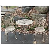 G - Vintage Cast Aluminum Patio Bistro Table and 2 Chairs Set