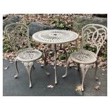 G - Vintage Cast Aluminum Patio Bistro Table and 2 Chairs Set