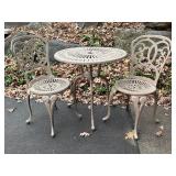 G - Vintage Cast Aluminum Patio Bistro Table and 2 Chairs Set