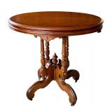 FR - Victorian Eastlake Walnut Oval Parlor Table
