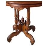 FR - Victorian Eastlake Walnut Oval Parlor Table