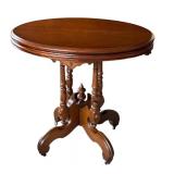 FR - Victorian Eastlake Walnut Oval Parlor Table