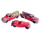 UL - Set of 3 Vintage Hubley Kiddie Toy Pressed Steel Vehicles
