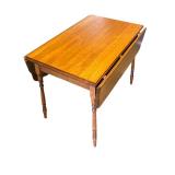 LL - Vintage Wooden Drop-Leaf Dining Table with Turned Legs