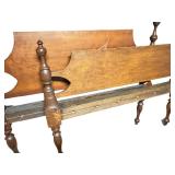 LL - Full Size Antique Wooden Bed Frame with Headboard and Footboard