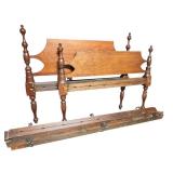 LL - Full Size Antique Wooden Bed Frame with Headboard and Footboard