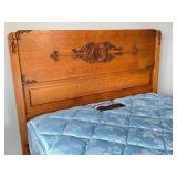 U - Vintage Full Size Wooden Bed with Carved Headboard and Footboard